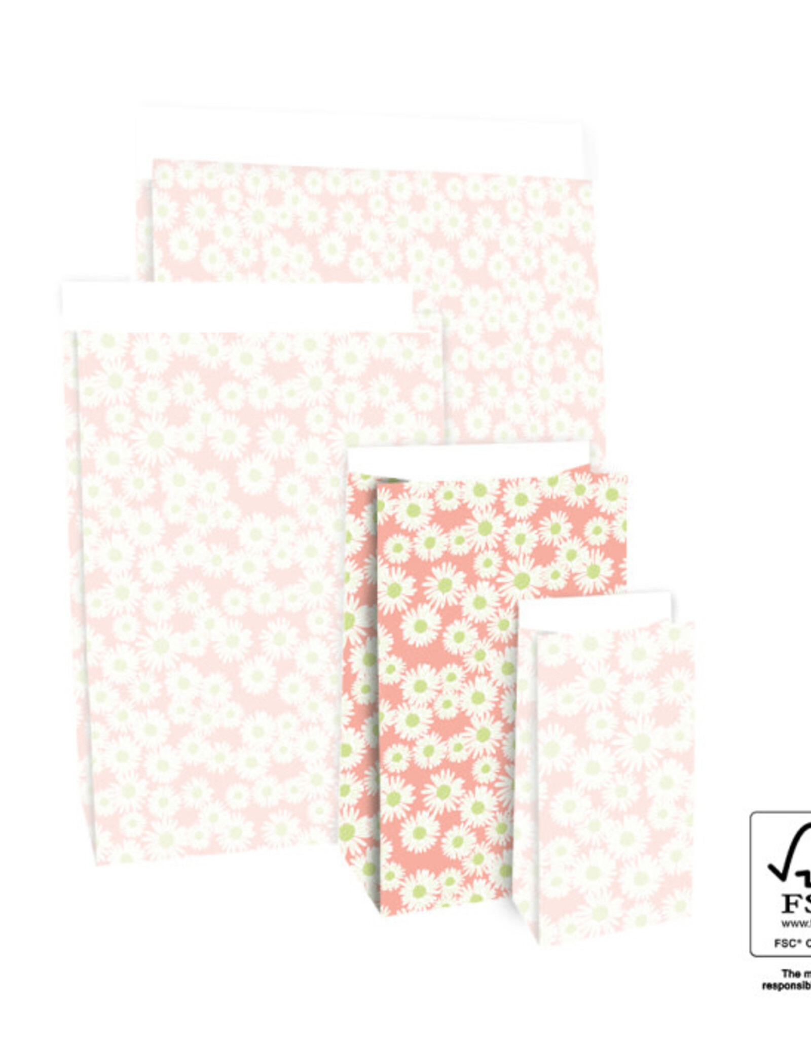 House of Products Blokbodemzak - Daisy Salmon - 12 x 7 x 19 cm - per stuk