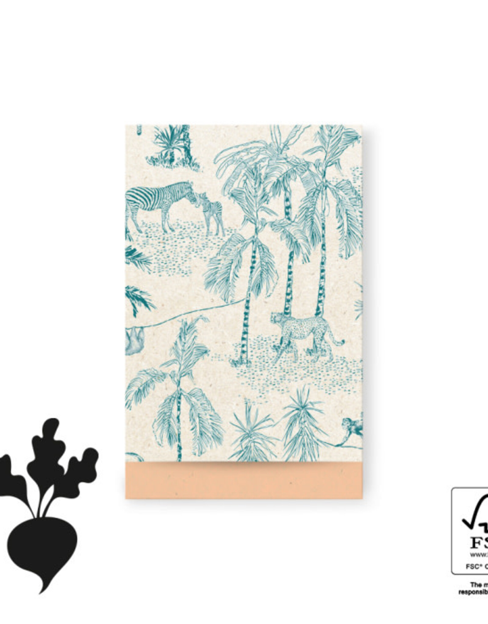 House of Products Cadeauzakje - Vintage Jungle Green - Peach - 12 x 19 cm - per stuk