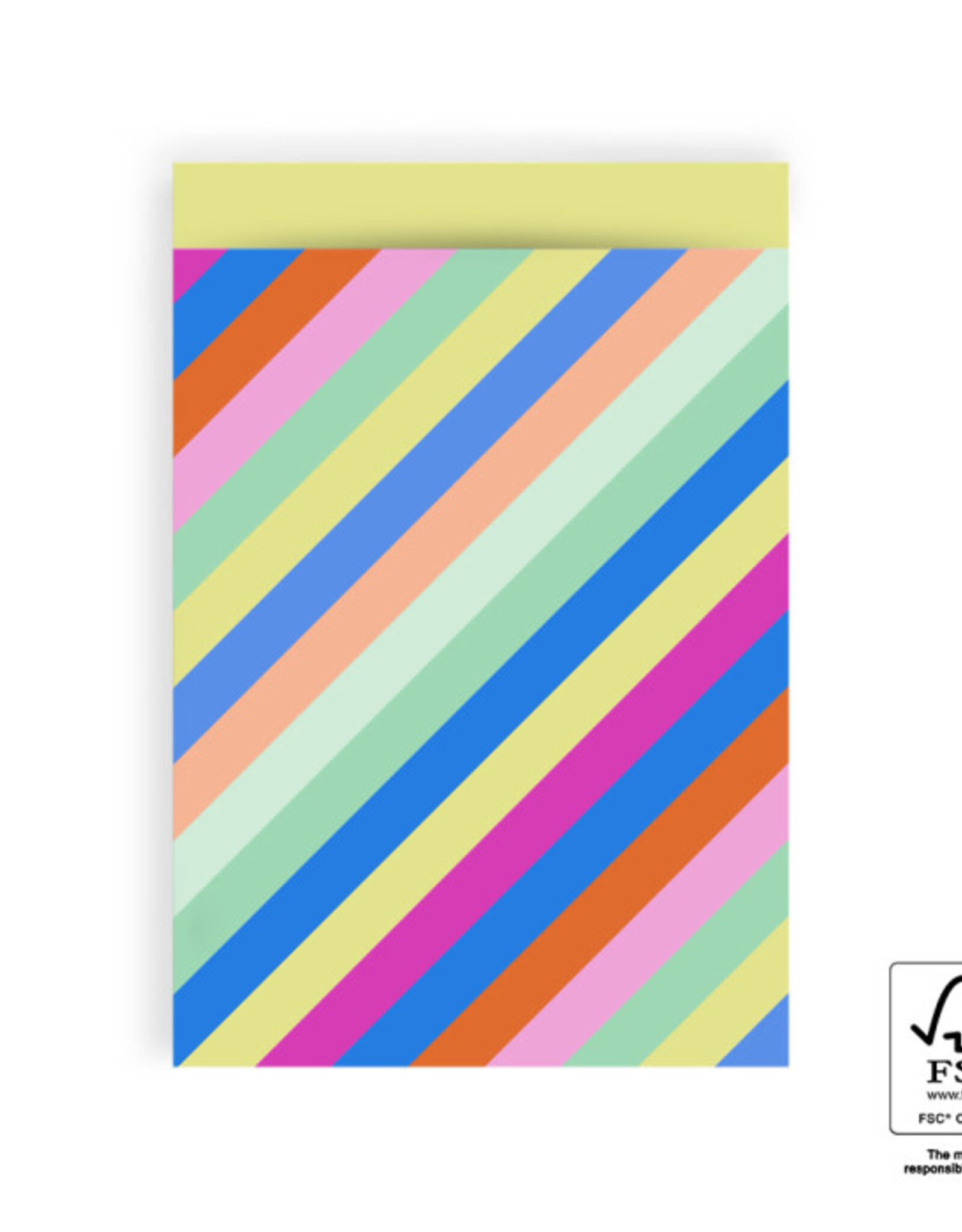 House of Products Cadeauzakje - Multi Stripes Bright - Yellow - 17 x 25 cm - per stuk