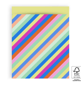 House of Products Cadeauzakje - Multi Stripes Bright - Yellow - 27 x 34 cm - per stuk