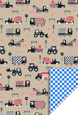 House of Products Cadeauzakje - Traffic Nude/Fluor Orange - Check Blue - 12 x 19 cm - per stuk