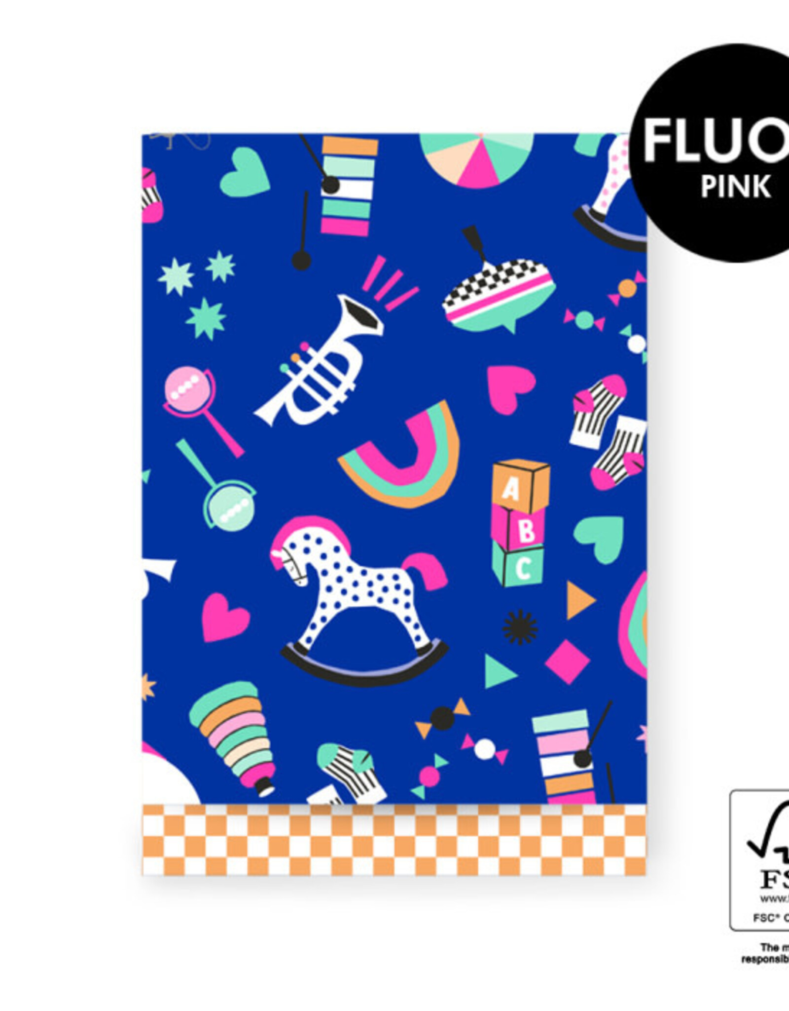 House of Products Cadeauzakje - Toy Story Bright - Check Orange - 17 x 25 cm - per stuk