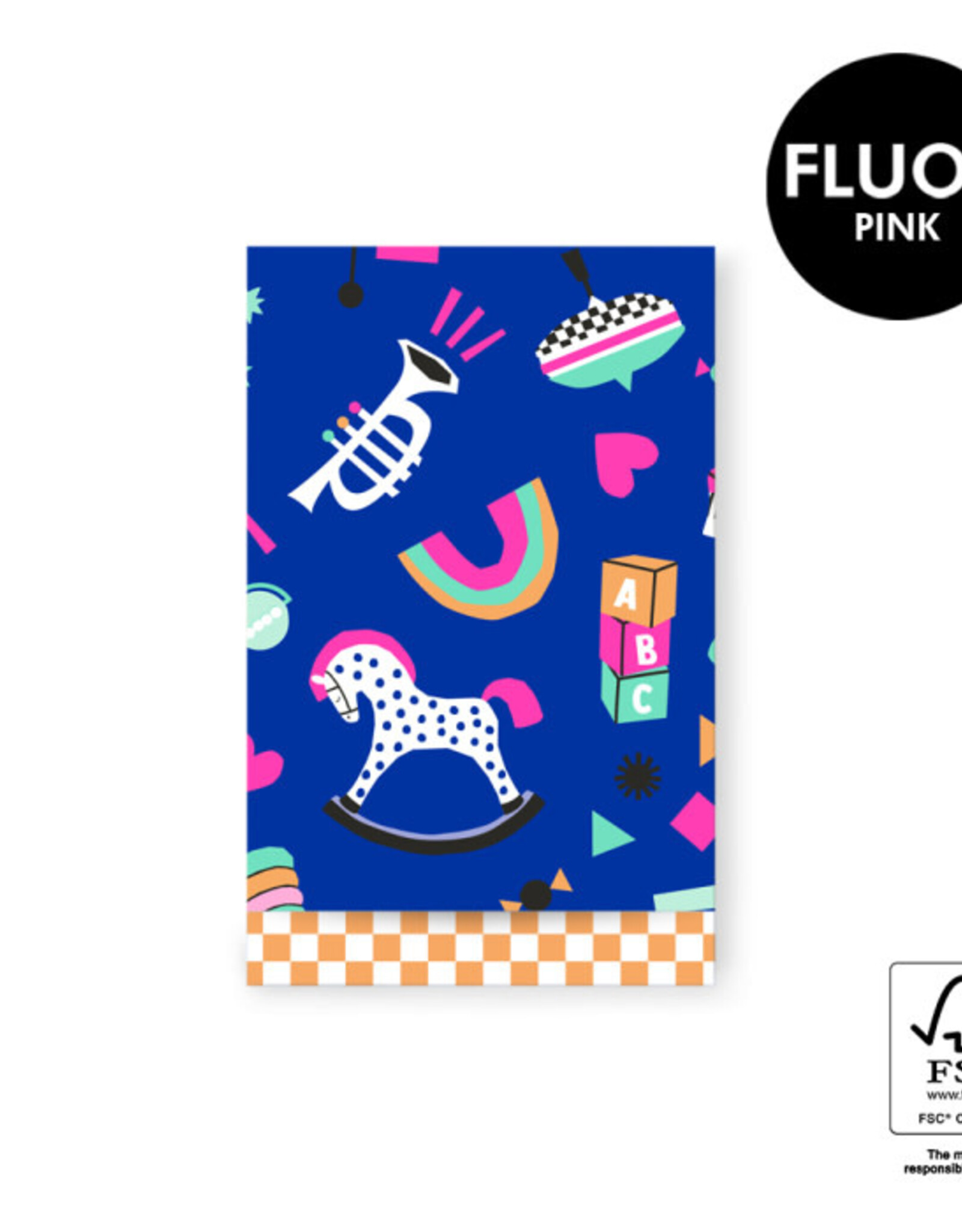 House of Products Cadeauzakje - Toy Story Bright - Check Orange - 12 x 19 cm - per stuk