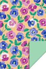 House of Products Cadeauzakje - Pansy Flowers - Mint - 17 x 25 cm - per stuk