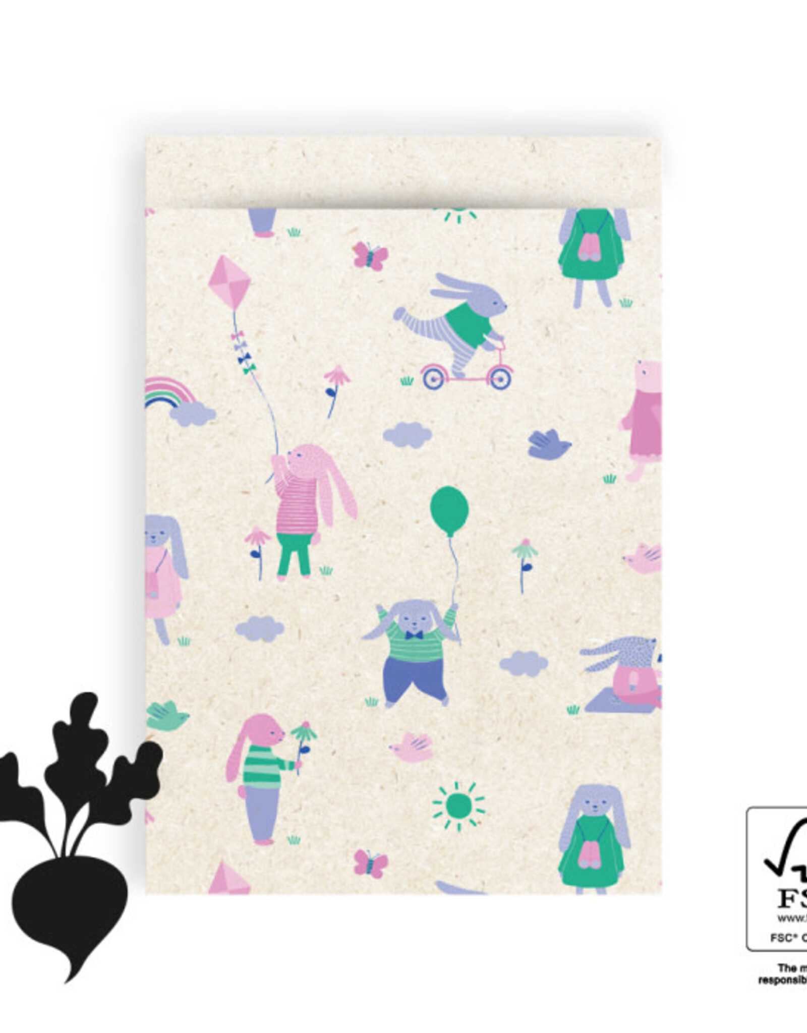 House of Products Cadeauzakje - Sweet Bunny - 17 x 25 cm - per stuk