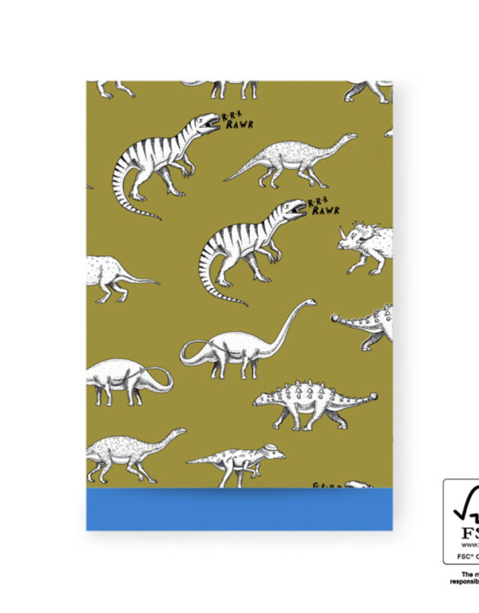 House of Products Cadeauzakjes - Dino Olive - Blue - 17 x 25 cm - per stuk