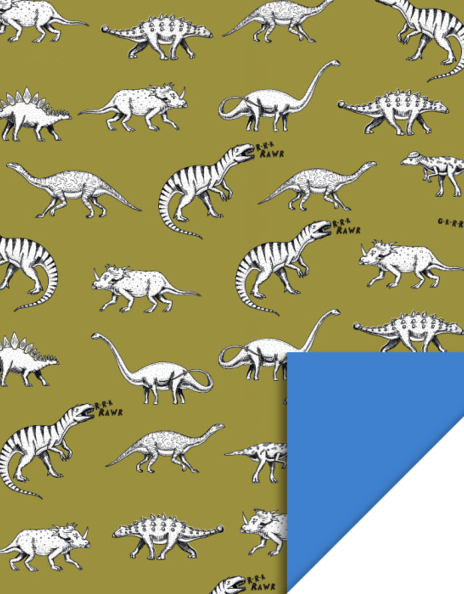 House of Products Cadeauzakjes - Dino Olive - Blue - 17 x 25 cm - per stuk