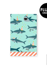 House of Products Cadeauzakje - Shark Pastel Mint - Stripe Fluor Orange - 12 x 19 cm - per stuk