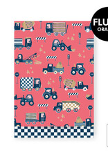 House of Products Cadeauzakje - Traffic Fluor Orange - Check Blue - 17 x 25 cm - per stuk