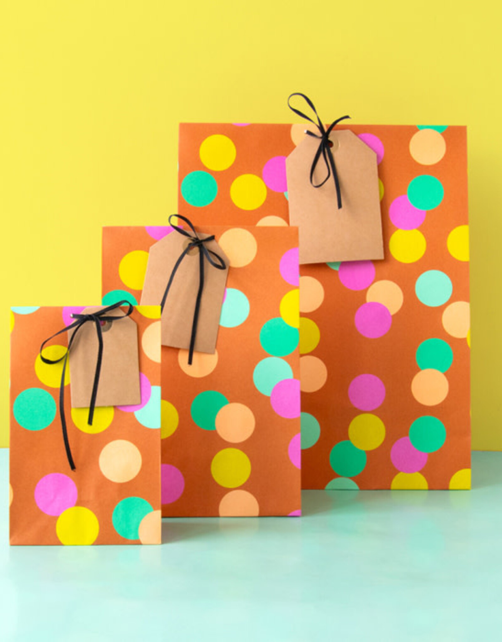 House of Products Blokbodemzak - Big Confetti Deep Orange - 27 x 15 x 34 cm - per stuk