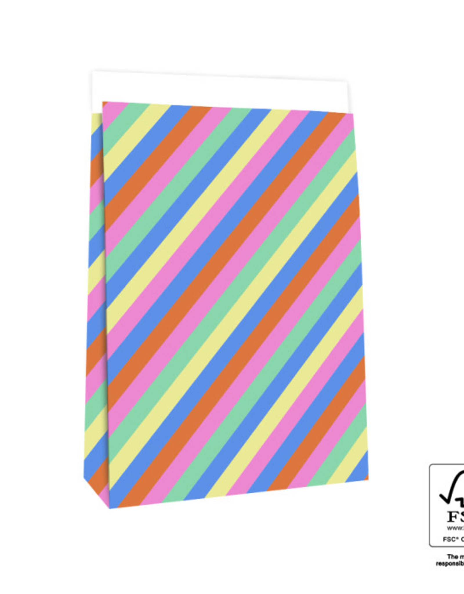 House of Products Blokbodemzak - Multi Stripes - 27 x 15 x 34 cm - per stuk