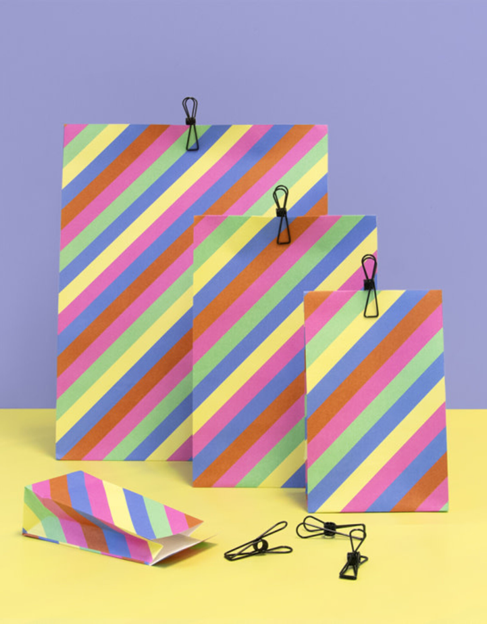 House of Products Blokbodemzak - Multi Stripes - 27 x 15 x 34 cm - per stuk