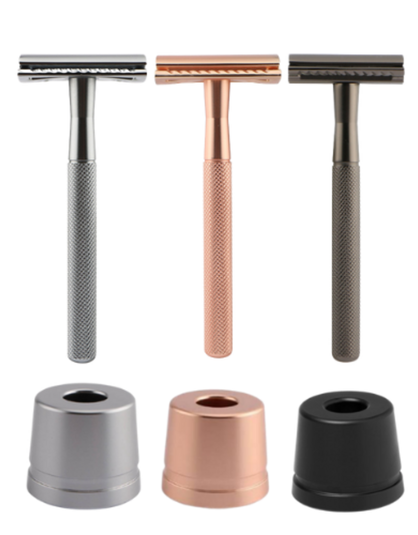Wondr Safety razor (scheermes) + Houder + Mesjes - zilver