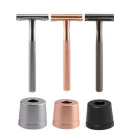 Wondr Safety razor (scheermes) + Houder + Mesjes - zilver