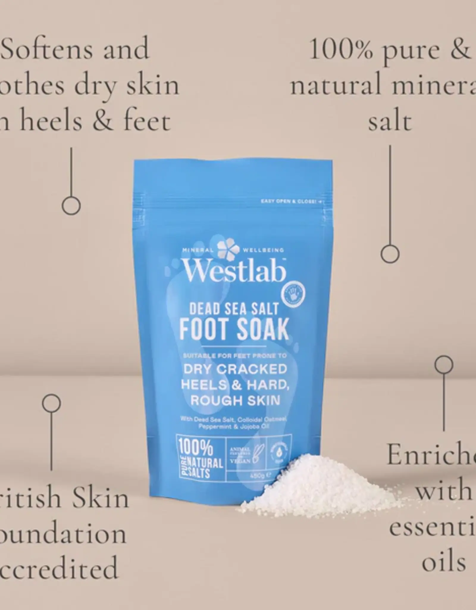 Westlab Westlab Foot soak dode zeezout -herstellend   450g