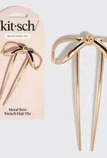 Kitsch Mini Metal Bow French Hair Pin - Gold