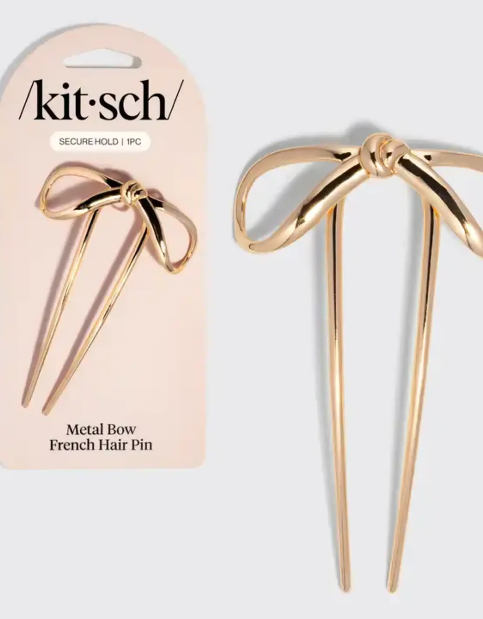 Kitsch Mini Metal Bow French Hair Pin - Gold