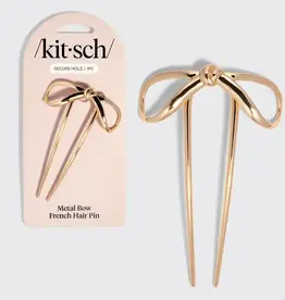 Kitsch Mini Metal Bow French Hair Pin - Gold