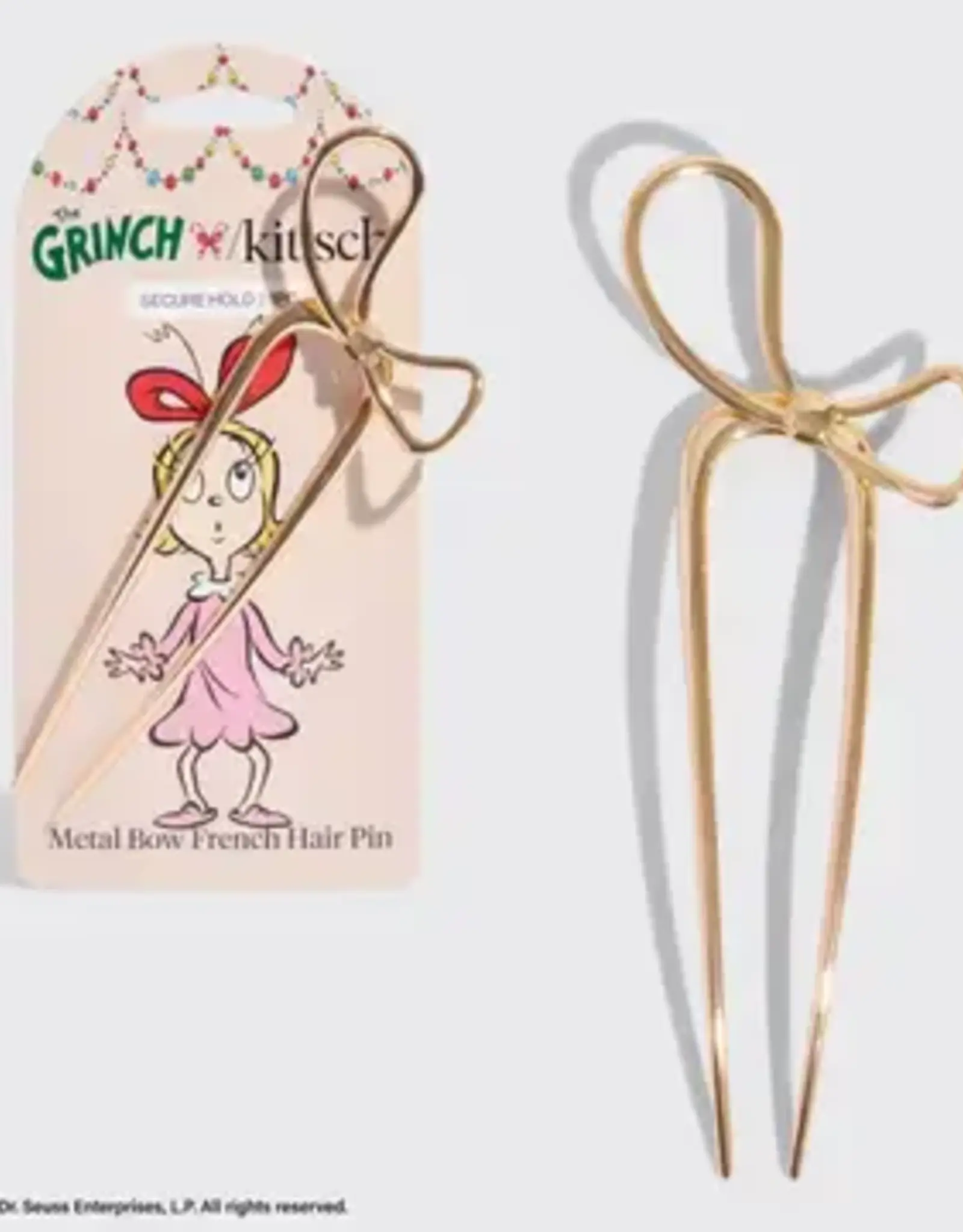 Kitsch The Grinch x Kitsch Gold French Hair Pin with Bow Design