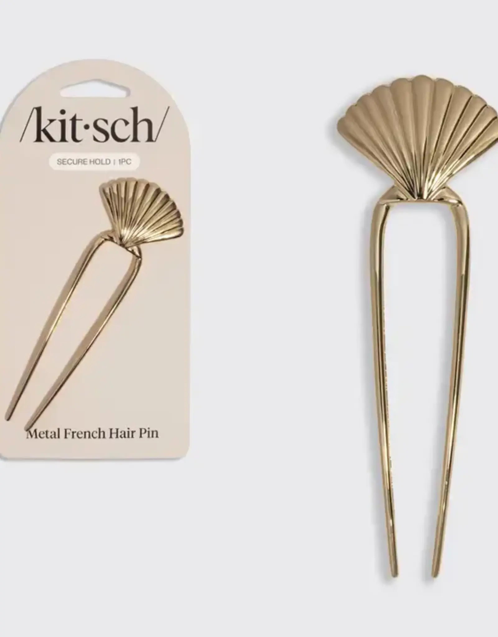 Kitsch Metal Clam Shell French Hair Pin - Gold