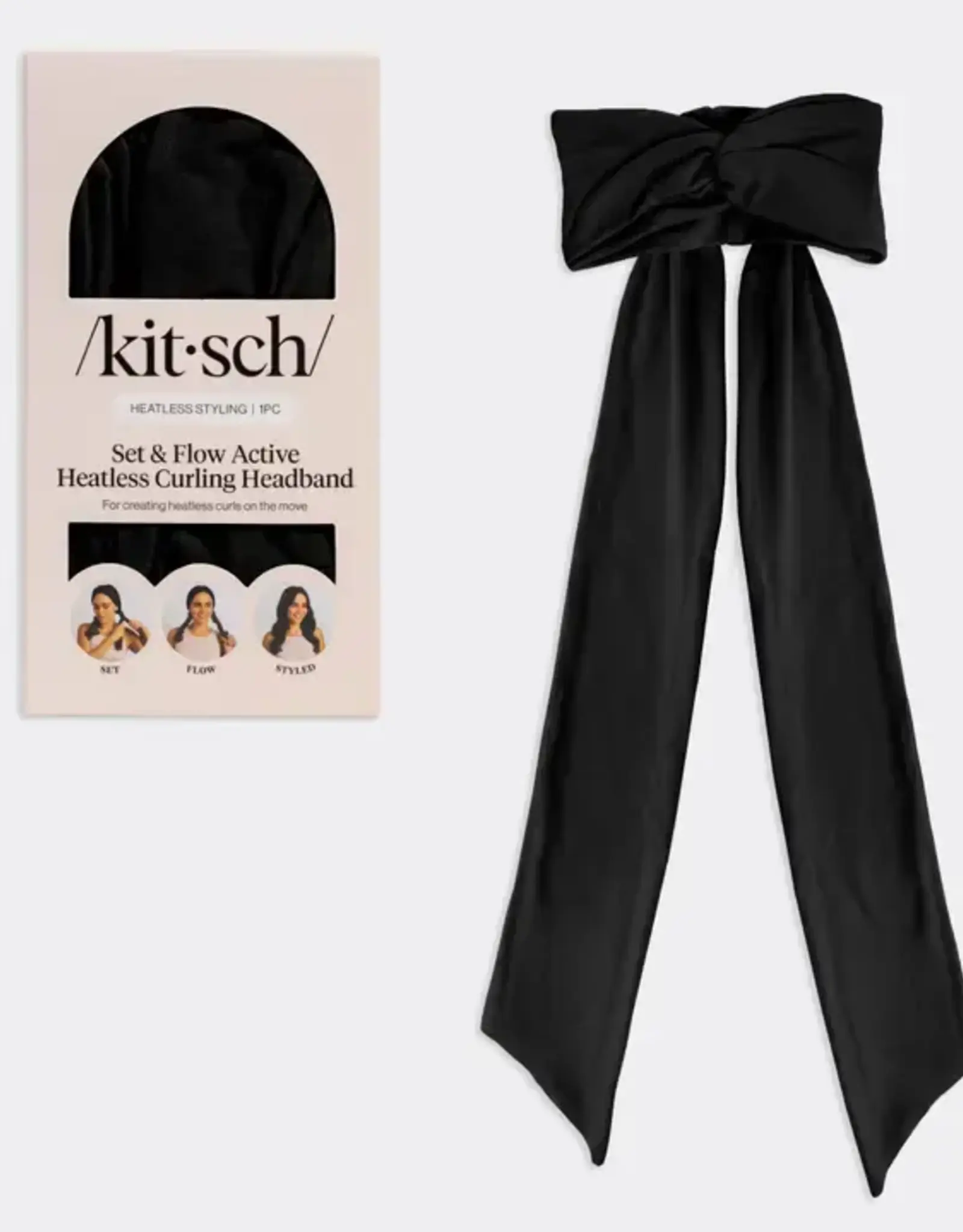 Kitsch Set & Flow Heatless Curling Headband - Black