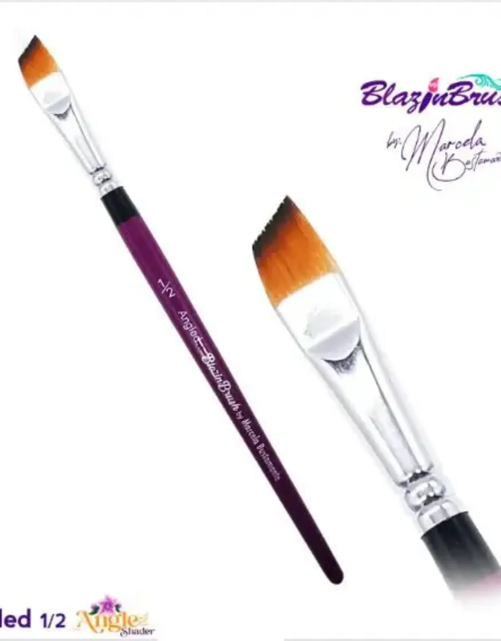 BlazinBrush Blazin Face Painting Brush by Marcela Bustamante | Angled Shader 1/2 Inch