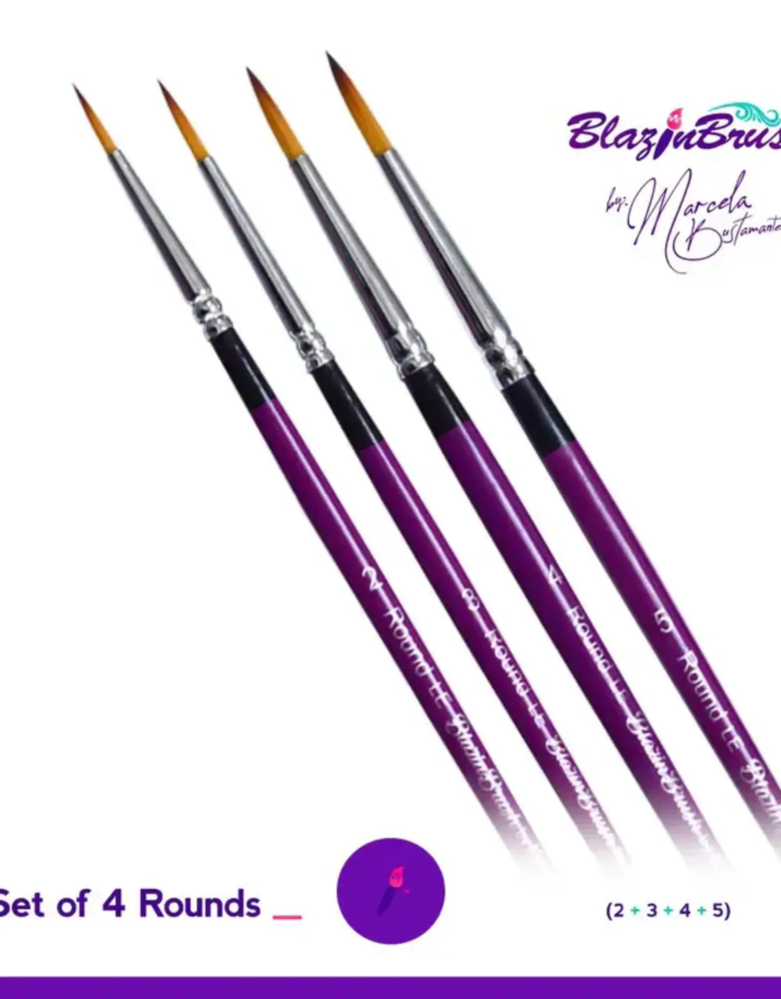 BlazinBrush Blazin Face Painting Brush by Marcela Bustamante | Set of 4 Round Brushes