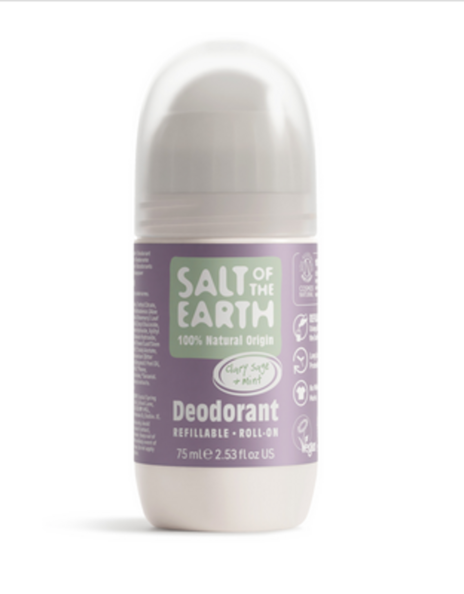 Salt of the Earth Clary sage & Mint Refillable Roll-On Deodorant COSMOS Natural 75ml