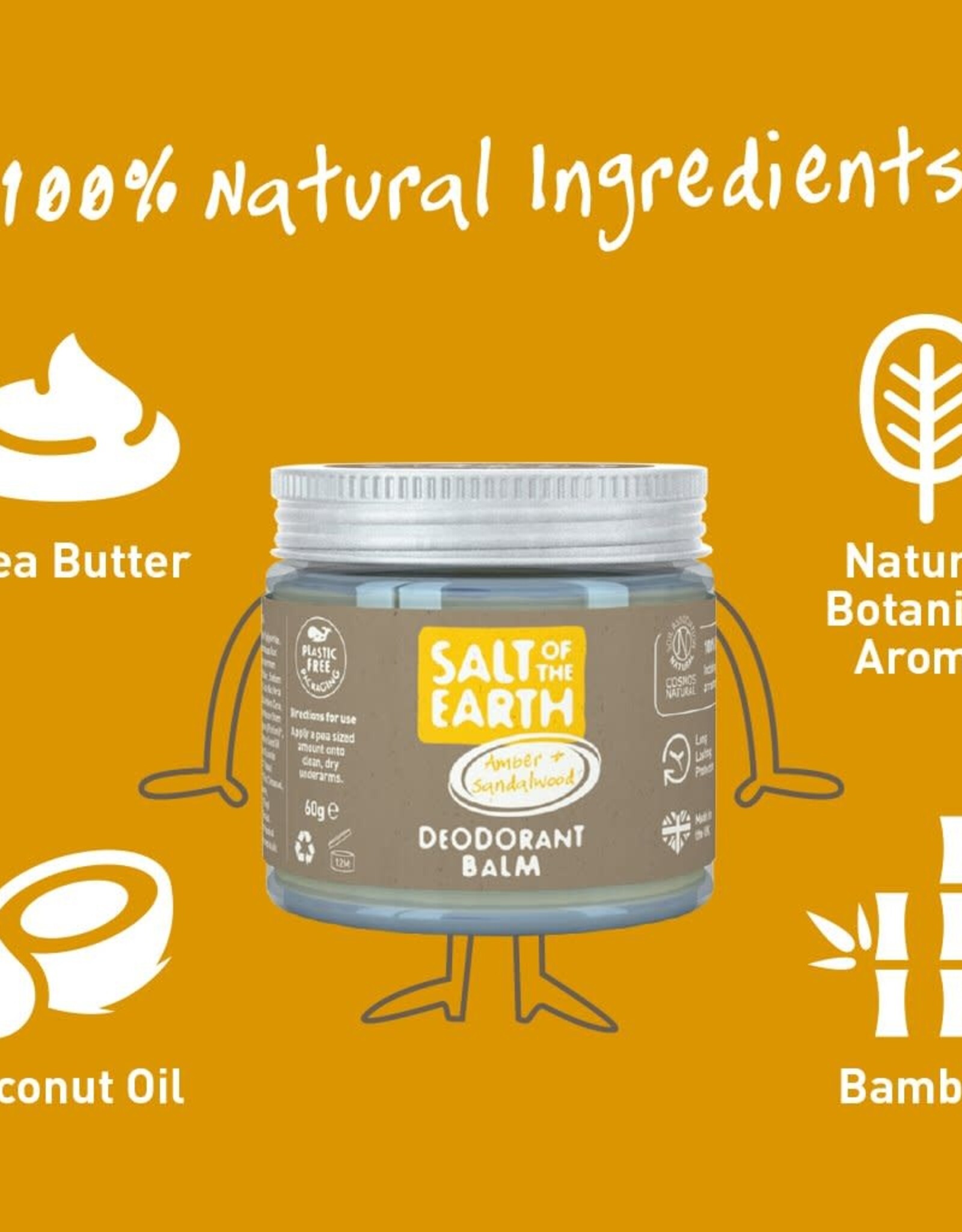 Salt of the Earth Salt of the Earth - Amber & Sandalwood Natural Deodorant Balm - Plastic Free & Aluminium Free 60g
