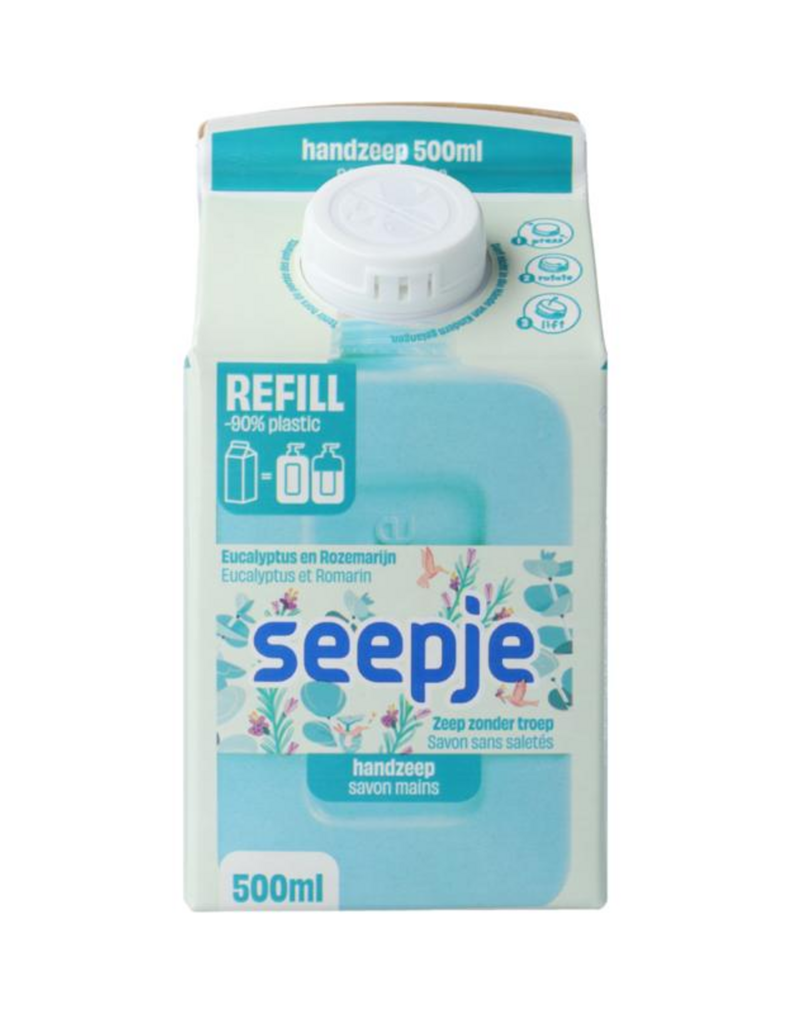 Seepje Handzeep eucalyptus rozemarijn refill 500ml