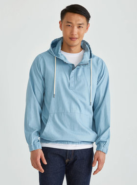 Summer-Denim Cotton Hoodie in Light Indigo