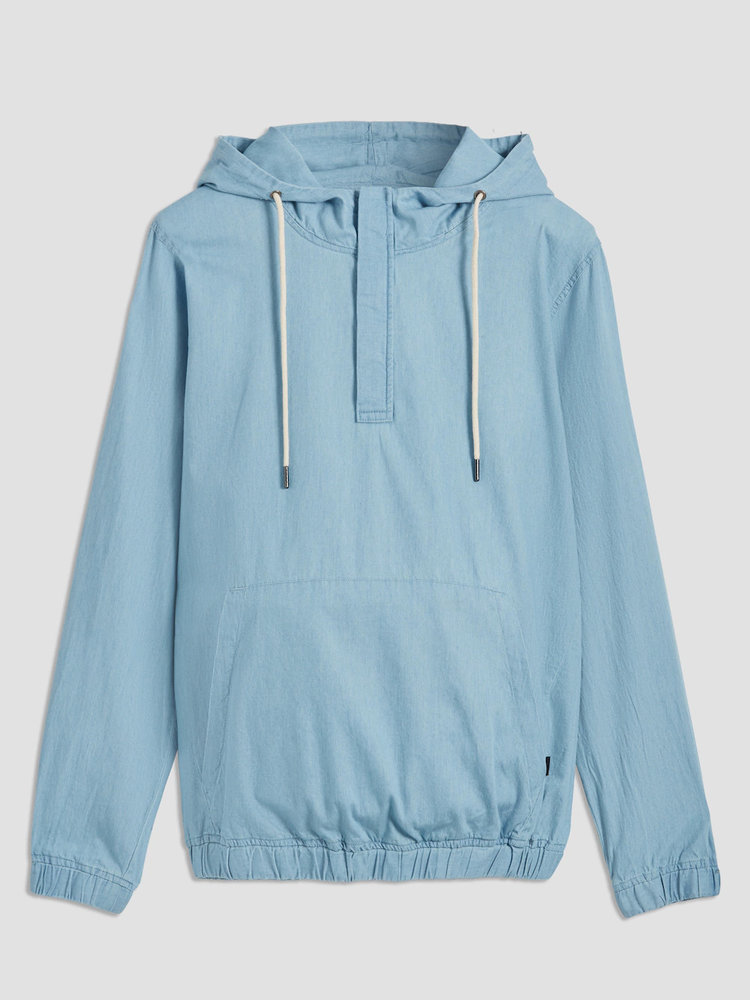 Summer-Denim Cotton Hoodie in Light Indigo