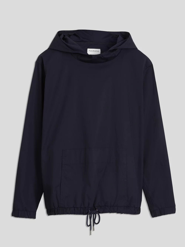 Light Poplin Popover Hooded Anorak in Navy