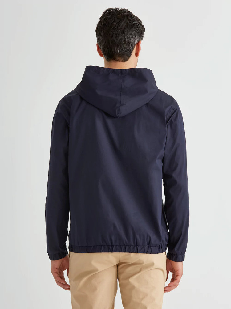 Light Poplin Popover Hooded Anorak in Navy