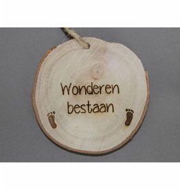 Houten cadeau-label - "Wonderen bestaan"
