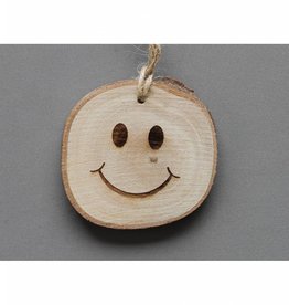 Houten cadeau-label - "Smiley"