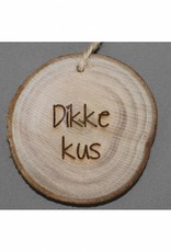 Houten cadeau-label - "Dikke kus"