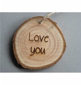 Houten cadeau-label - "Love you"
