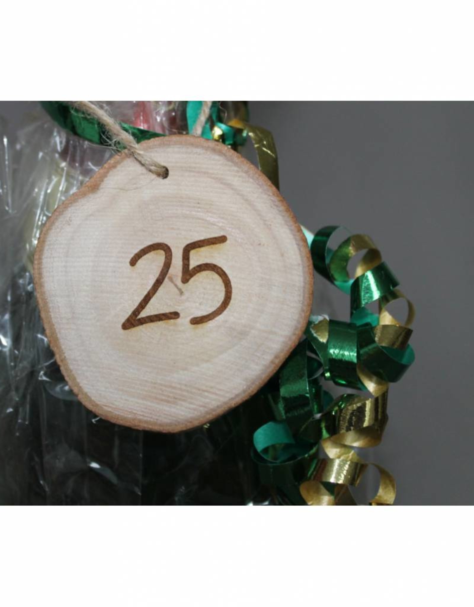 Houten cadeau-label - "25"