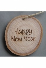 Houten cadeau-label - "Happy New Year"