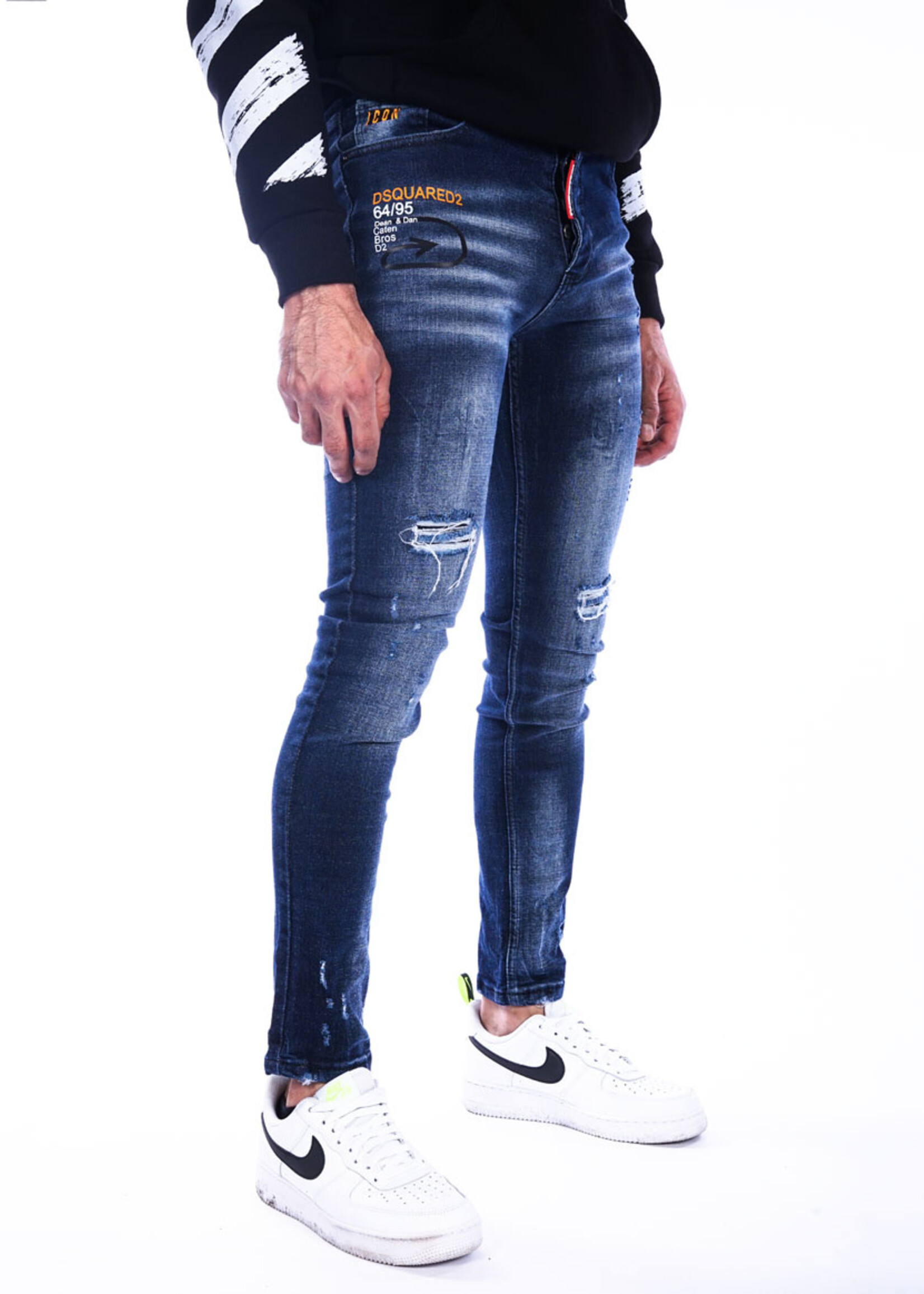 Heren jeans met scheuren - BLAUW