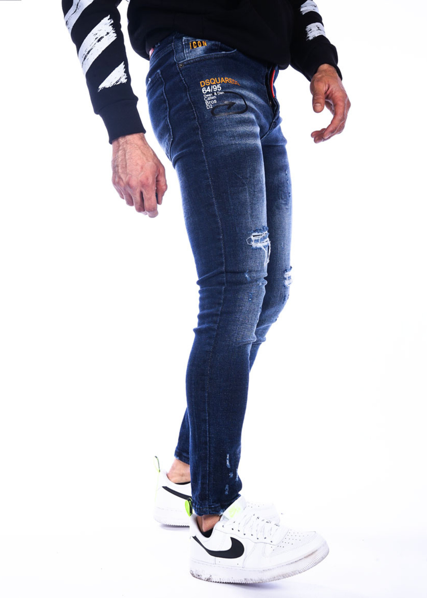 Heren jeans met scheuren - BLAUW