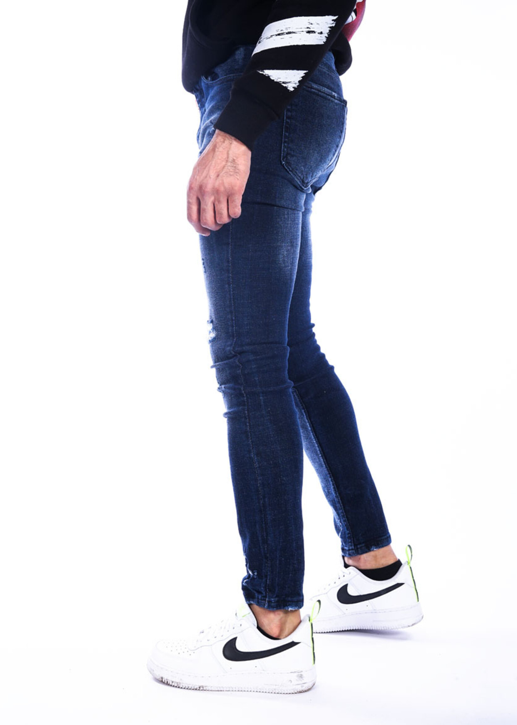 Heren jeans met scheuren - BLAUW