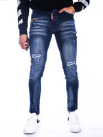 Heren jeans met scheuren - BLAUW