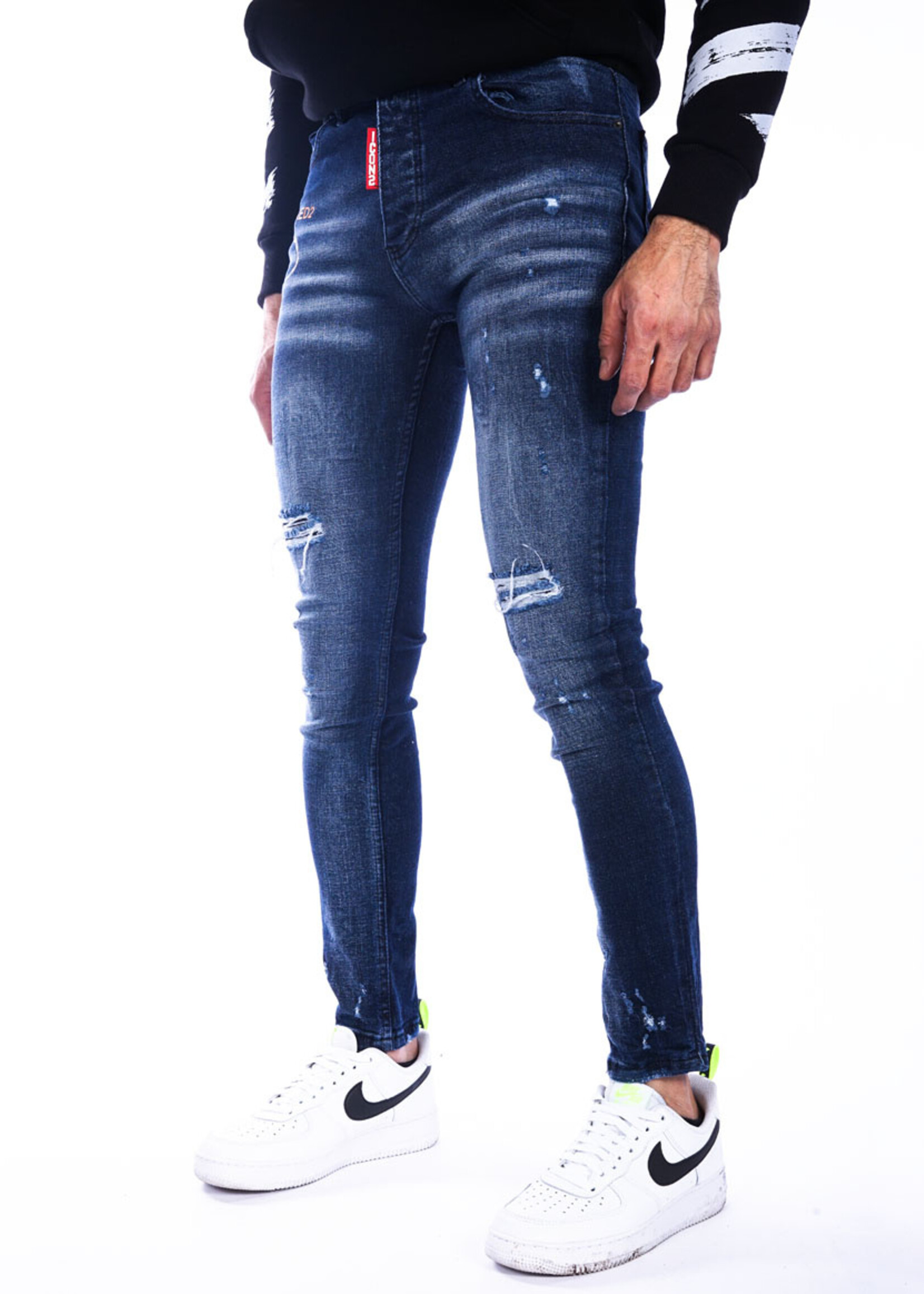 Heren jeans met scheuren - BLAUW