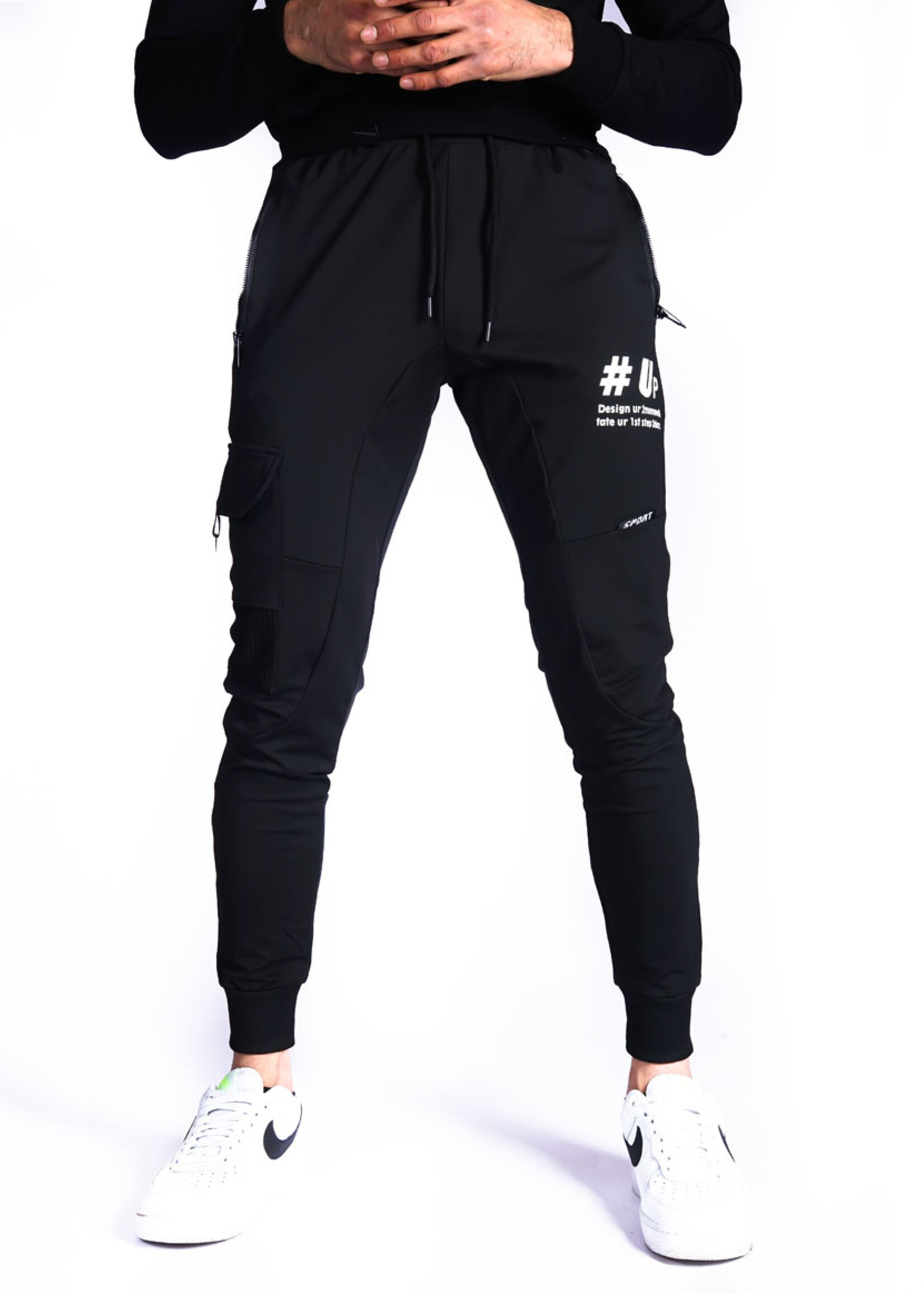 Joggingbroek met zijzak ZWART