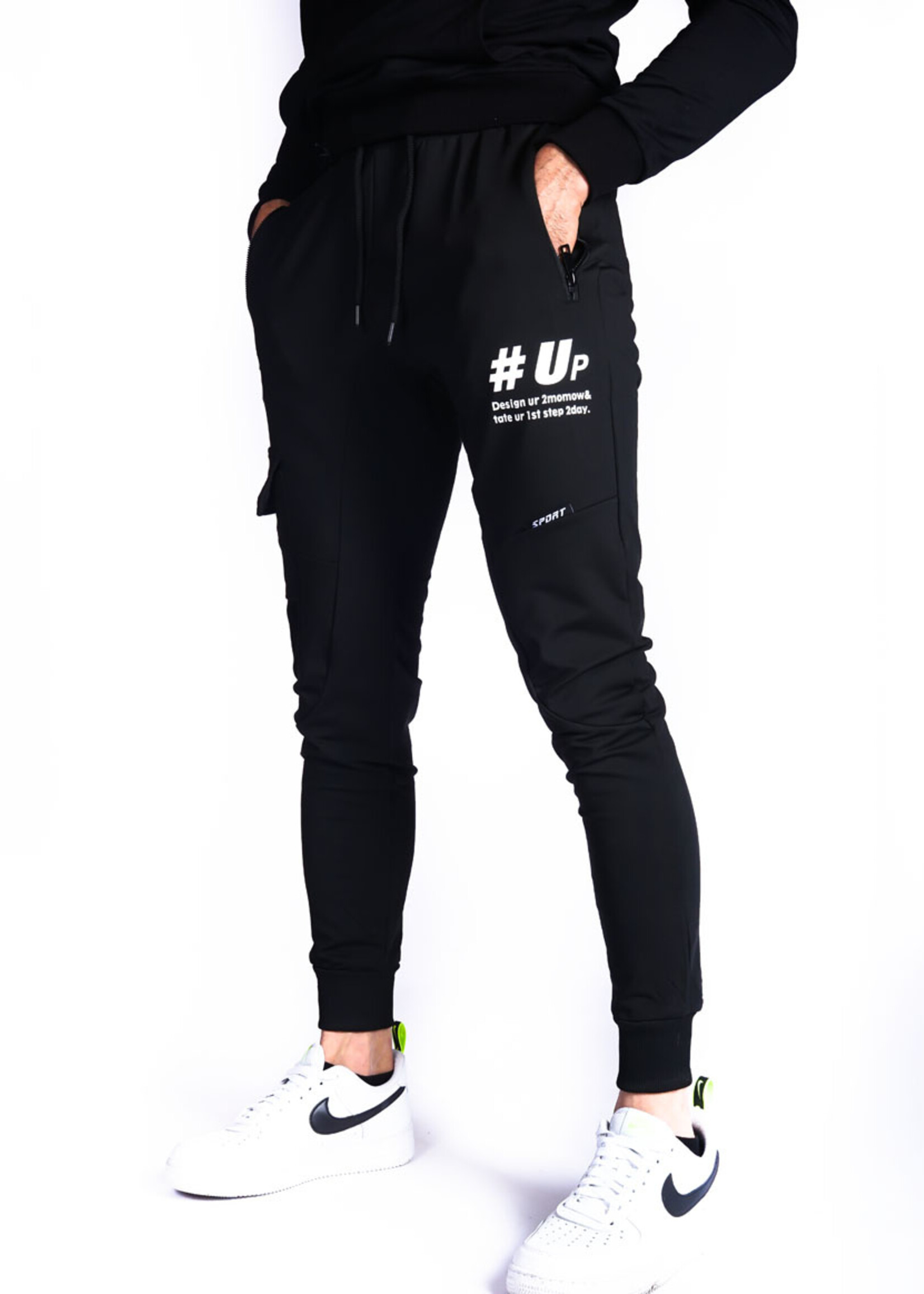 Joggingbroek met zijzak ZWART