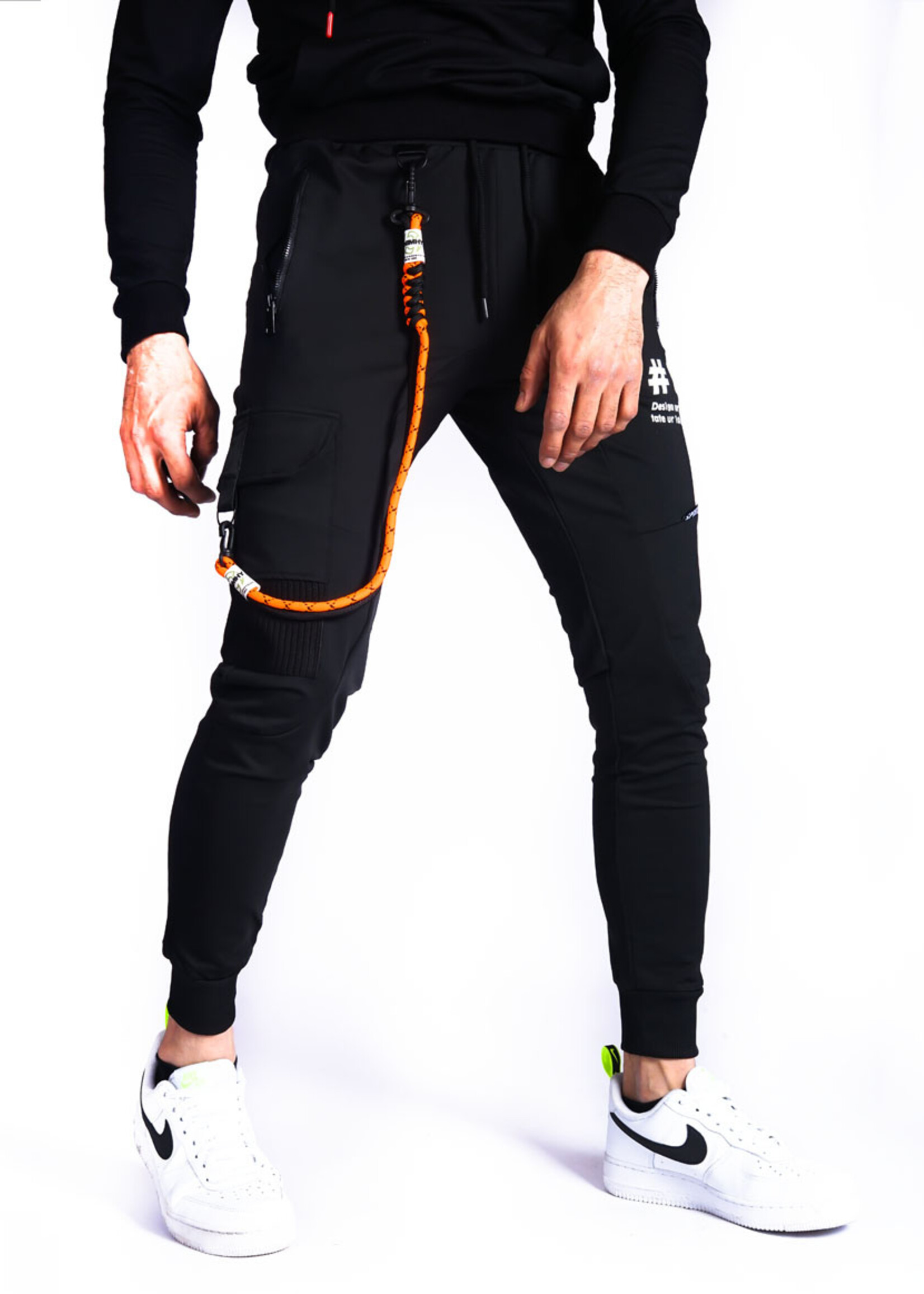 Joggingbroek met zijzak ZWART