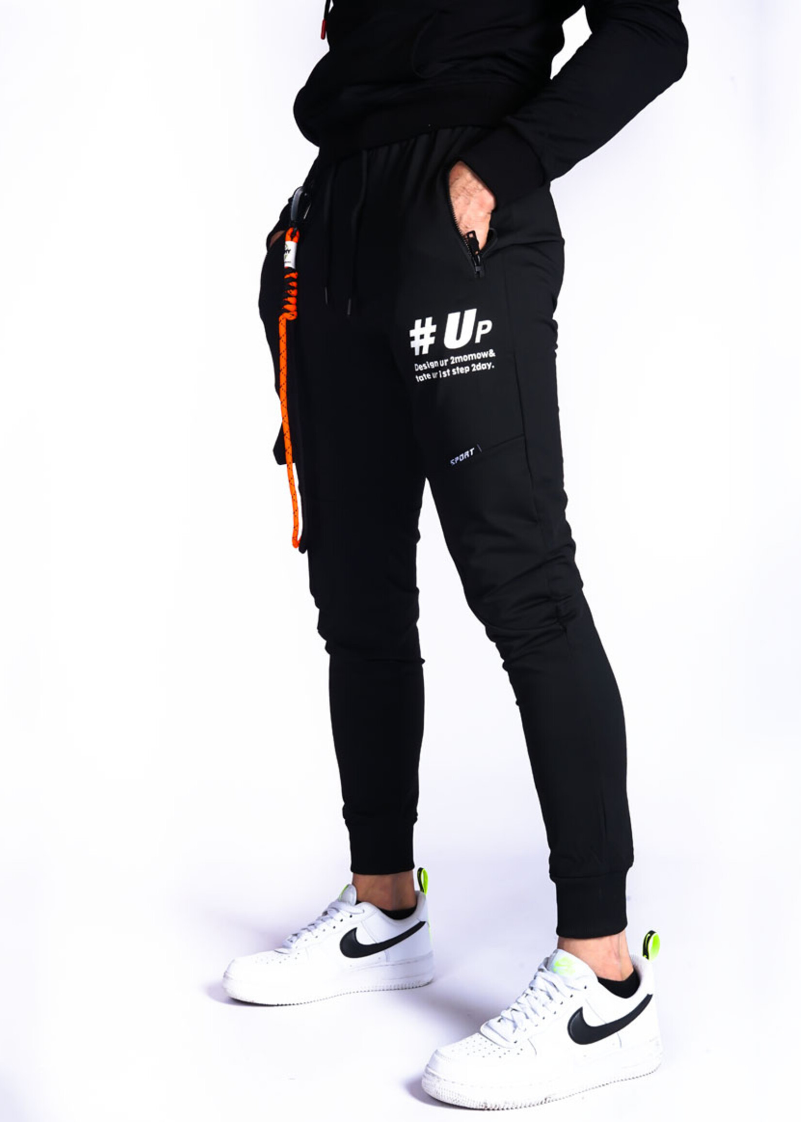 Joggingbroek met zijzak ZWART