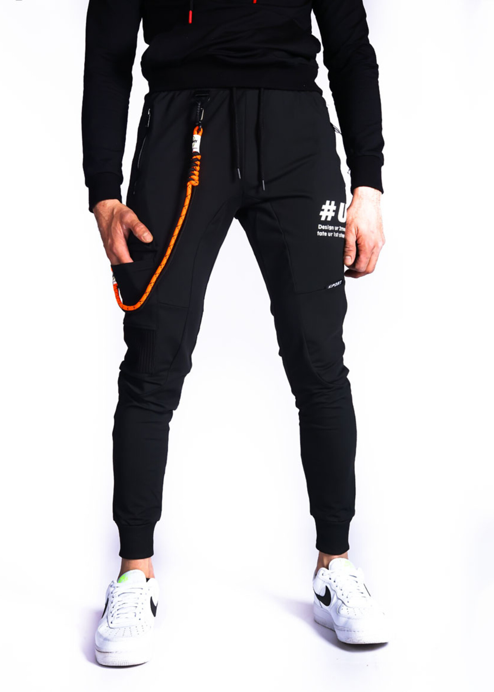 Joggingbroek met zijzak ZWART